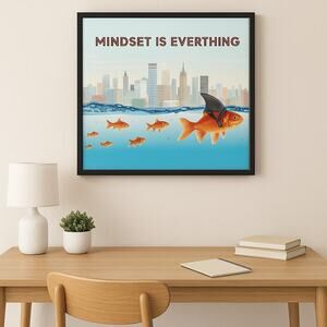 Motivational Quote Wall Art Print 11x14 – Mindset Is Everything - Unframed
